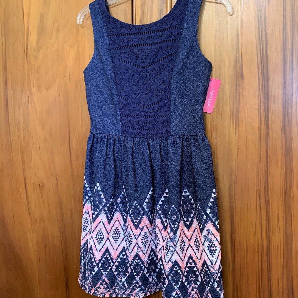 Xhilaration Blue and Pink Sleeveless Dress